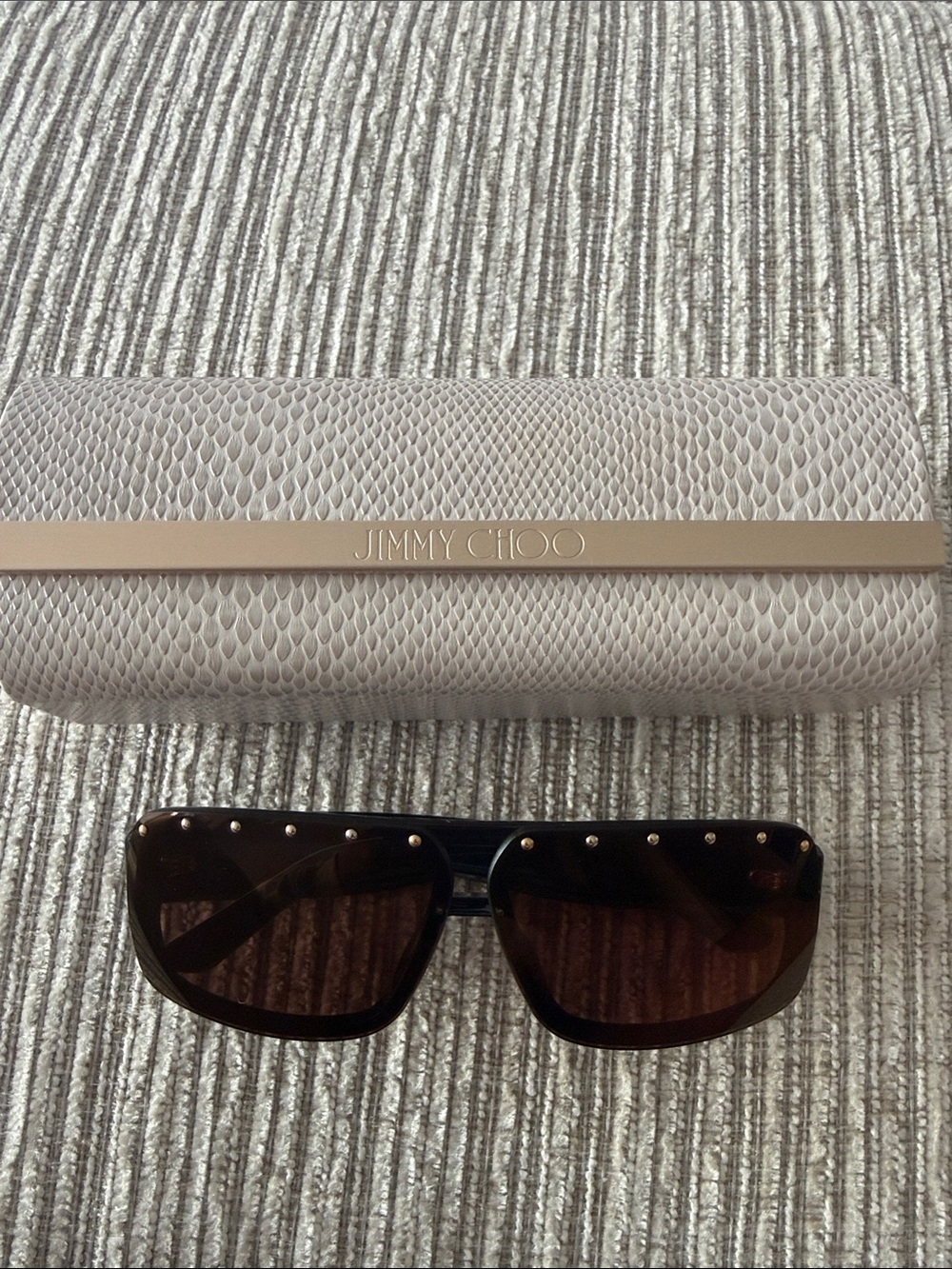Jimmy Choo Black Frame Brown Gradient Shield Sunglasses